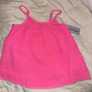 Girl’s Cat & Jack Neon Pink Swing Tank Top Adjustable Straps Back Bow Detail